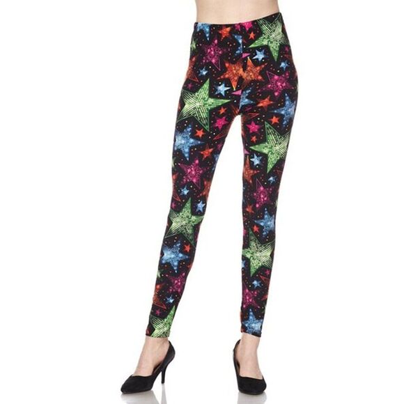 Extra‎ Plus Size Women Buttery Soft Glitter Star Leggings - Picture 3 of 6